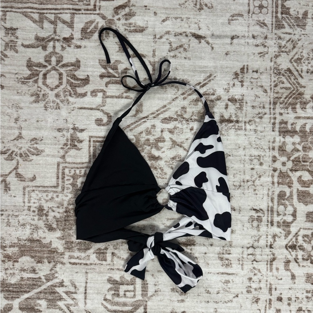 Cow Print Tie Halter Top